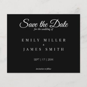 Simple Black Save the Date Budget Wedding