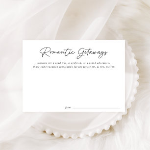 Simple Black Script Bridal Shower Vacation Ideas Advice Card