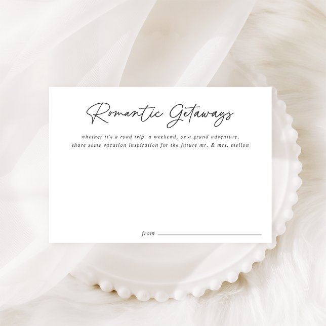 Simple Black Script Bridal Shower Vacation Ideas Advice Card (Creator Uploaded)
