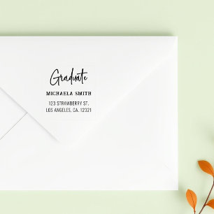 Simple Black Script Graduate Return Address Self-inking Stamp
