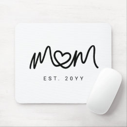 Simple Black Script Heart Mother Mum Established Mouse Pad