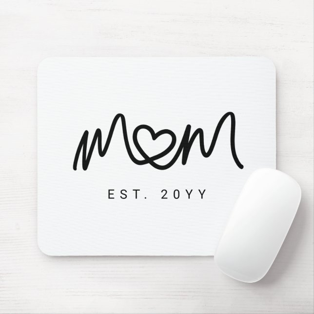 Simple Black Script Heart Mother Mum Established Mouse Pad (With Mouse)