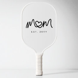 Simple Black Script Heart New Mum Established Est Pickleball Paddle