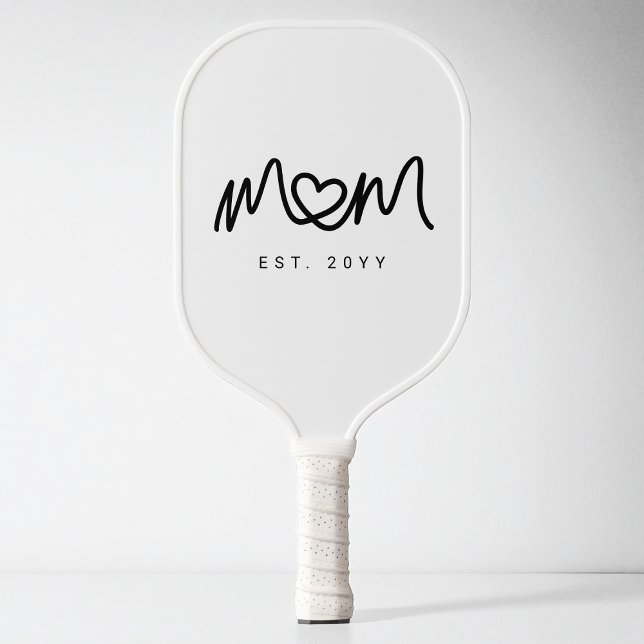Simple Black Script Heart New Mum Established Est Pickleball Paddle (Simple Black Script Heart New Mom Established Est Pickleball Paddle)