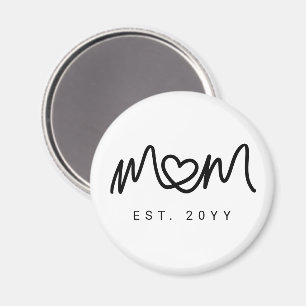Simple Black Script Heart New Mum Established Magnet