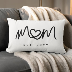 Simple Black Script Heart Unique Mum Established Lumbar Cushion