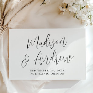 Simple Black Script Photo Wedding Guest Book