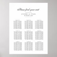 simple black script seating chart