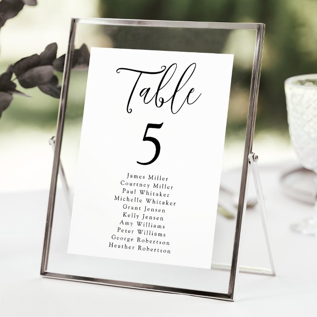 Simple Black Script Table Number Seating Chart (Creator Uploaded)