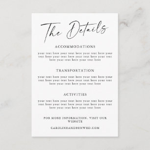 Simple Black Script Wedding Details Template