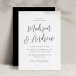 Simple Black Script Wedding Invitation<br><div class="desc">Minimalist wedding invitations featuring your names displayed in a simple black script with your wedding details shown below. The invite reverses to a solid black background.</div>