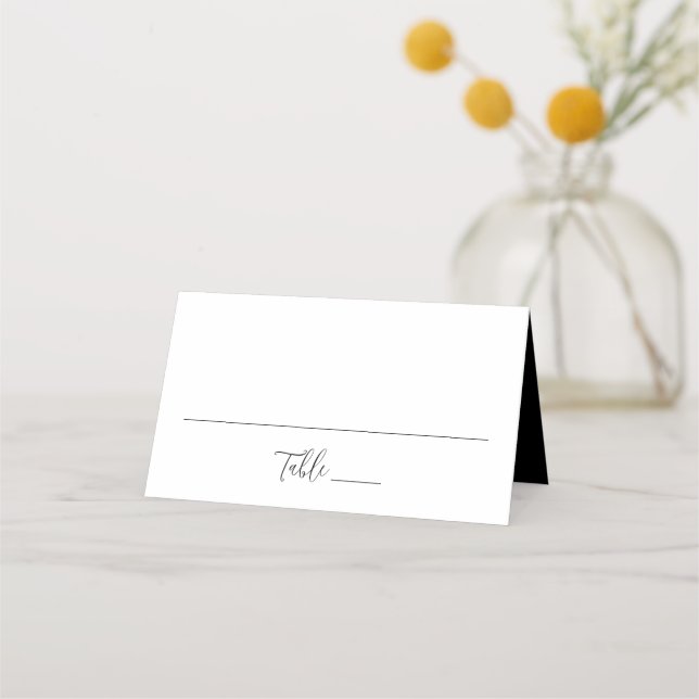 Simple Black Script Wedding Place Card (Front)