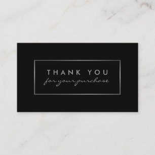 Simple Black & Silver Foil Effect Thank You Business Card
