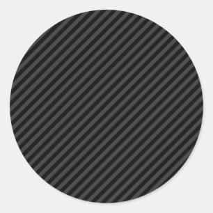 Simple Black & Smoky Black Narrow Diagonal Stripes Classic Round Sticker
