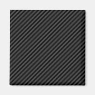 Simple Black & Smoky Black Narrow Diagonal Stripes Magnet