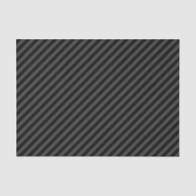Simple Black & Smoky Black Narrow Diagonal Stripes Tissue Paper (Front)