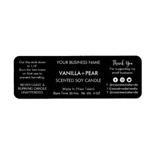 Simple Black Soy Candle Labels