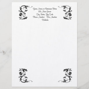 Simple black swirl elegant letterhead