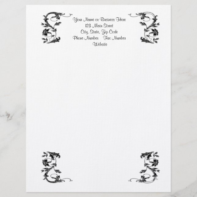 Simple black swirl elegant letterhead (Front)