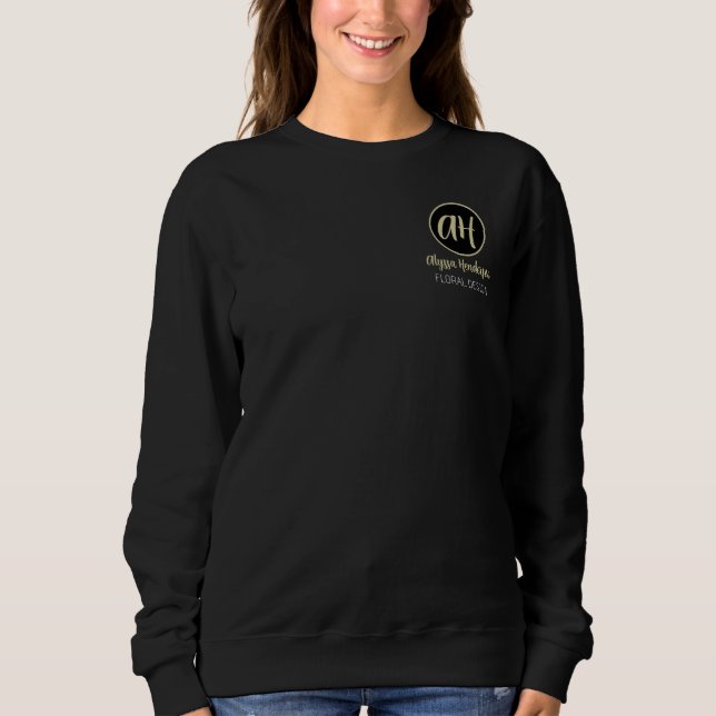 Simple Black & Tan Florist Business Logo Sweatshirt (Front)