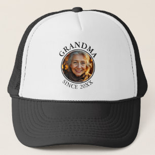 Simple Black Text and Photo Grandma Since Trucker Hat