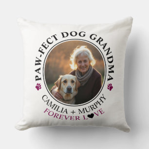 Simple Black Text Funny Dog Grandma Photo Cushion