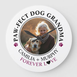 Simple Black Text Funny Dog Grandma Photo Large Clock
