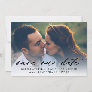 Simple Black Text Photo Wedding Save The Date