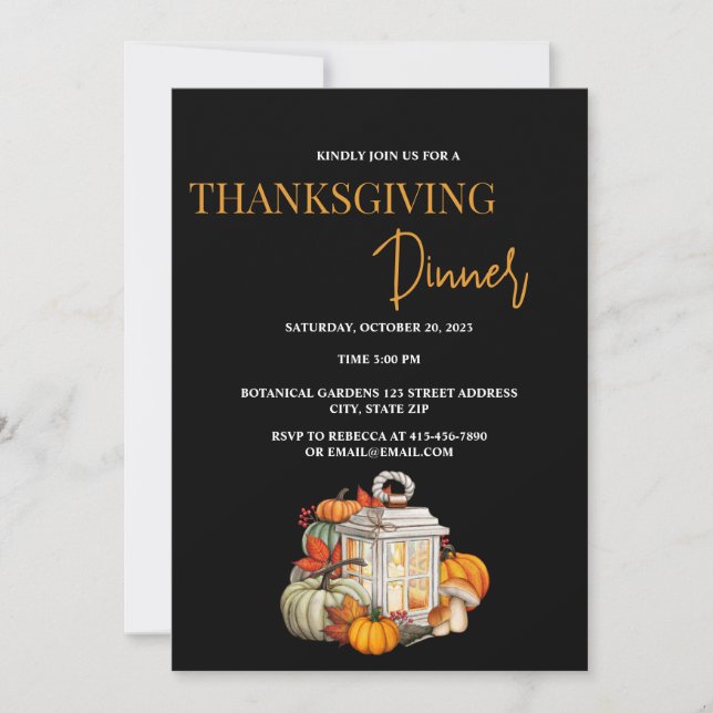 Simple Black Thanksgiving Invitation (Front)