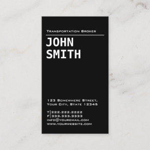 Simple Black Transportation Broker Business Card