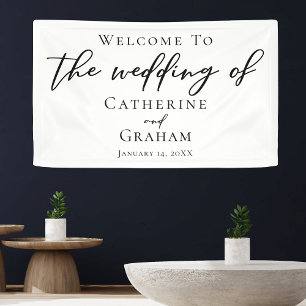Simple Black Typography Elegant Modern Wedding Banner