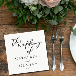 Simple Black Typography Modern Formal Wedding Napkin