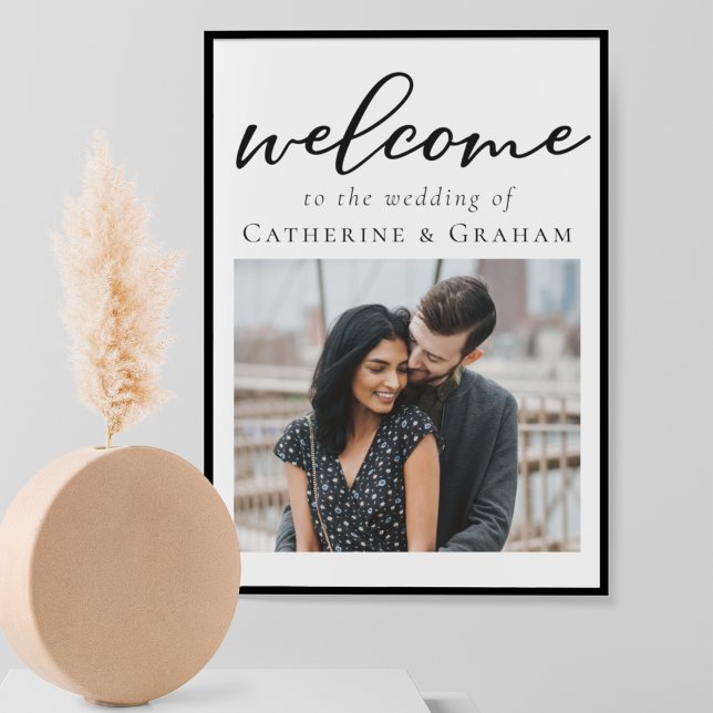 Simple Black Typography Photo Welcome Wedding Poster (Creator Uploaded)