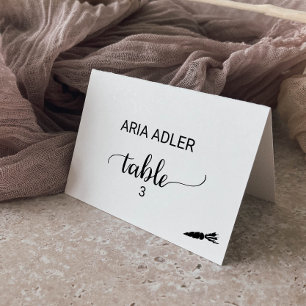 Simple Black Vegetarian Meal Option Placecard Table Number