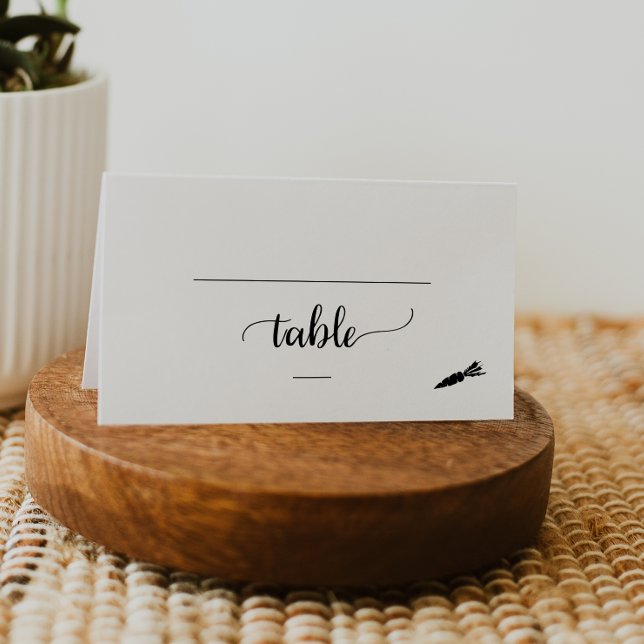 Simple Black Vegetarian Meal Option Wedding Place Card (Creator Uploaded)