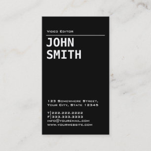 Simple Black Video Editor Business Card