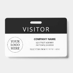 Simple Black Visitor Pass Company Logo ID Badge