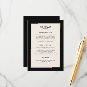 Simple Black Wedding Details  Enclosure Card