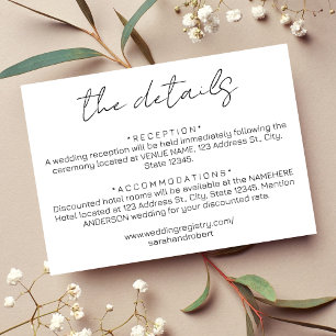 Simple Black Wedding Details Enclosure Card