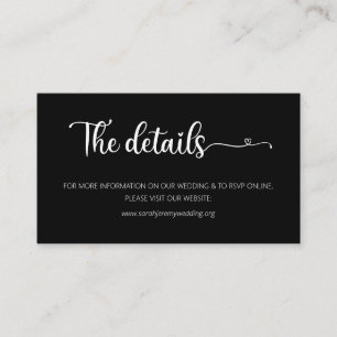 Simple Black Wedding Details Website Enclosure Card