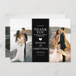 Simple Black Wedding Photo Thank You Card