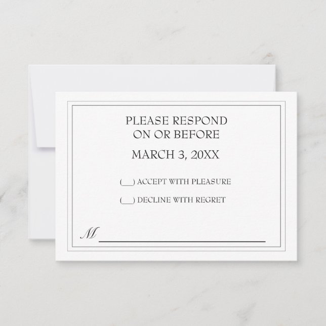 Simple Black Wedding RSVP Card (Front)