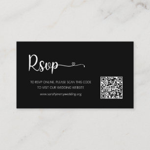 Simple Black Wedding RSVP Website Enclosure Card