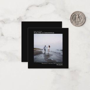 Simple Black Wedding Save the Date Photo Mini Card