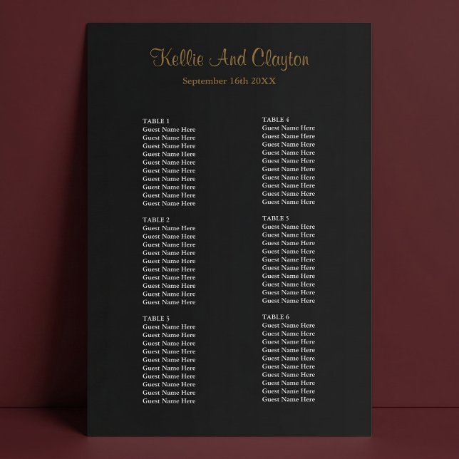 Simple Black Wedding Seating Chart (Creator Uploaded)