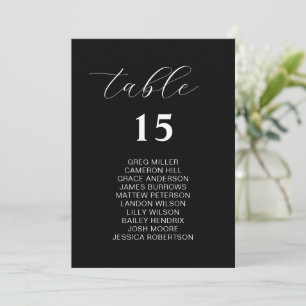 Simple Black Wedding Seating Charts Cards