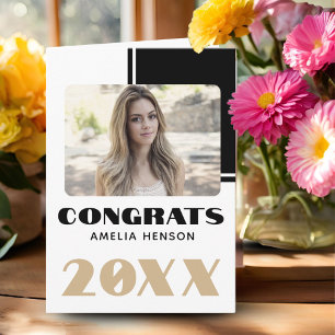 Simple Black White 2023 Congrats Graduate Photo Card