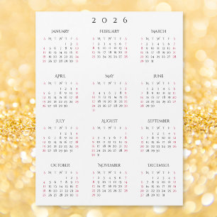 Simple Black White 2026 New Year Magnetic Calendar