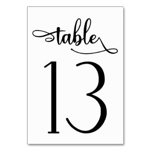 Simple black white 3.5x5 table number Table 13