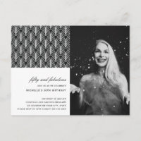 Simple Black White 50 and Fabulous Art Deco 50th